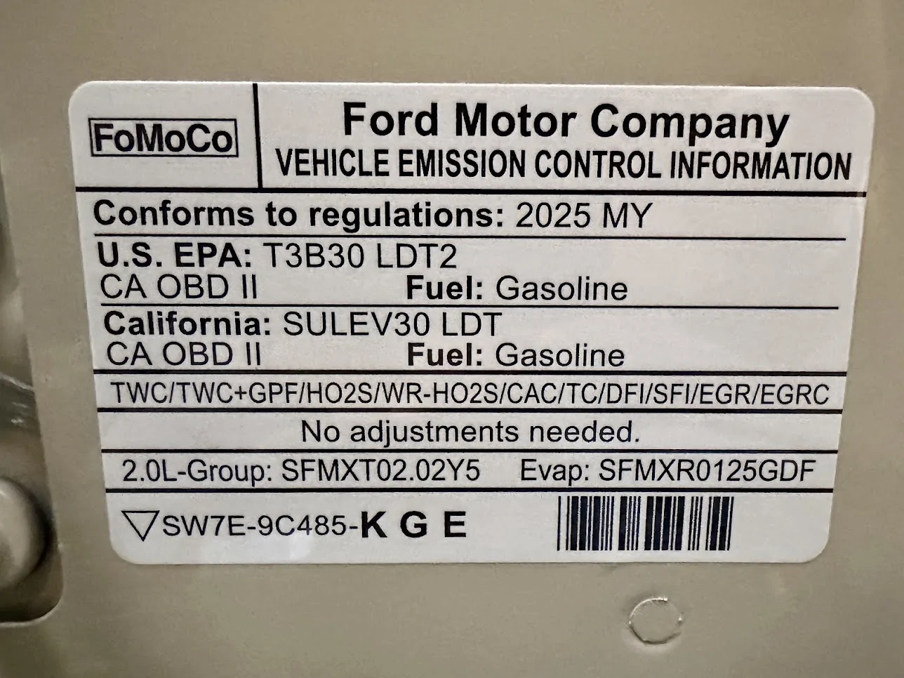 Ford Bronco Sport My 11/25 built Badlands Sasquatch 2.0L has a GPF 1768266474141-mo