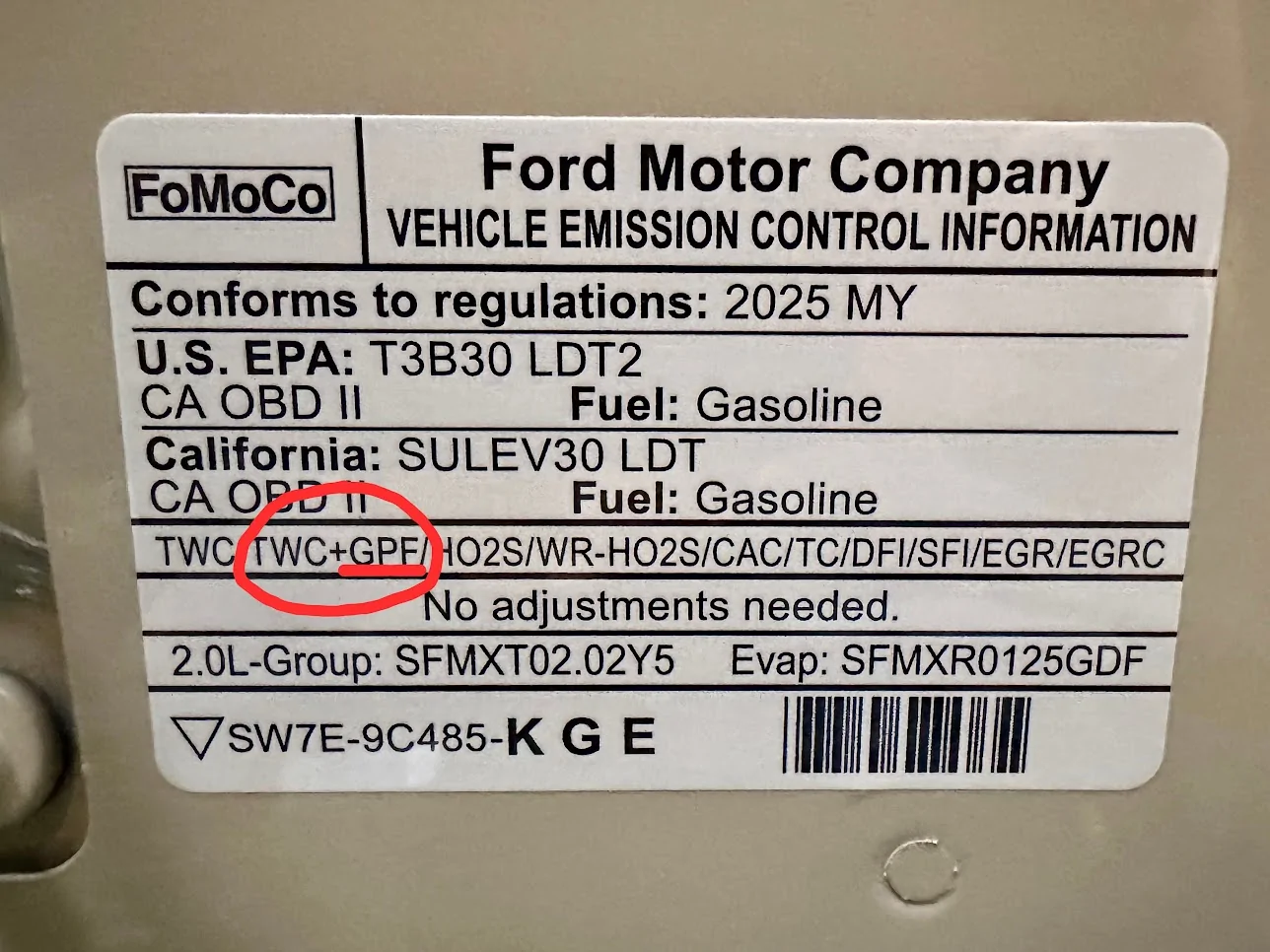 Ford Bronco Sport My 11/25 built Badlands Sasquatch 2.0L has a GPF 1768325773335-r4