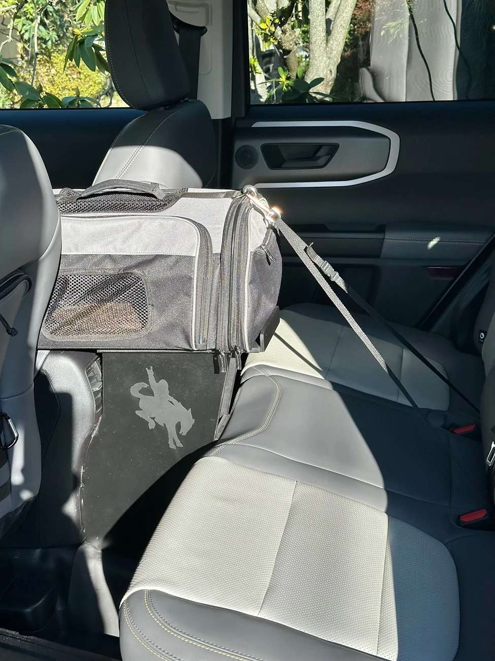Ford Bronco Sport Center console extender for pet carrier IMG_2001
