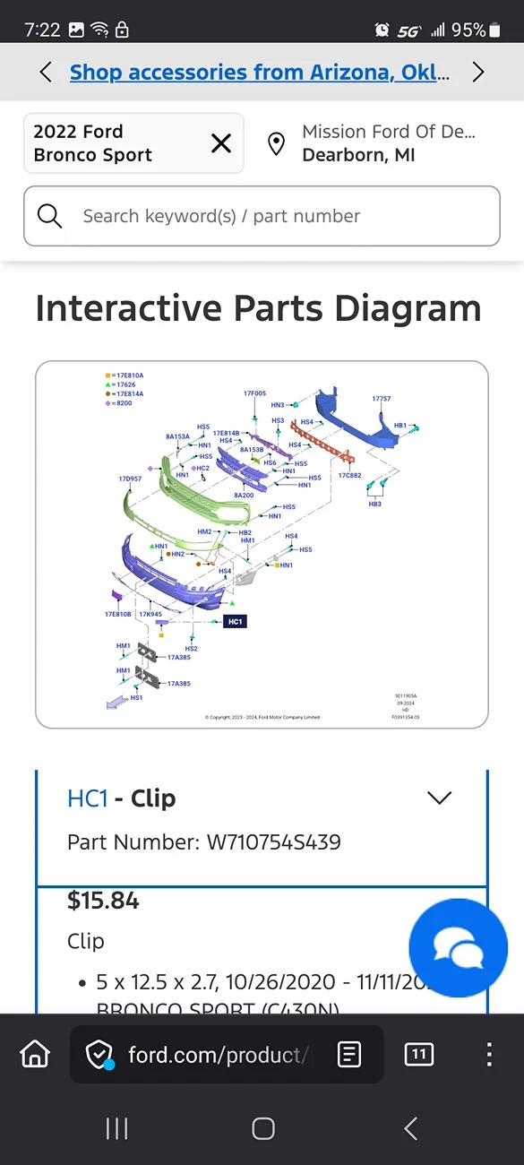 Ford Bronco Sport Looking for a front bumper retainer nut... Screenshot_20260127_072232_Firefox
