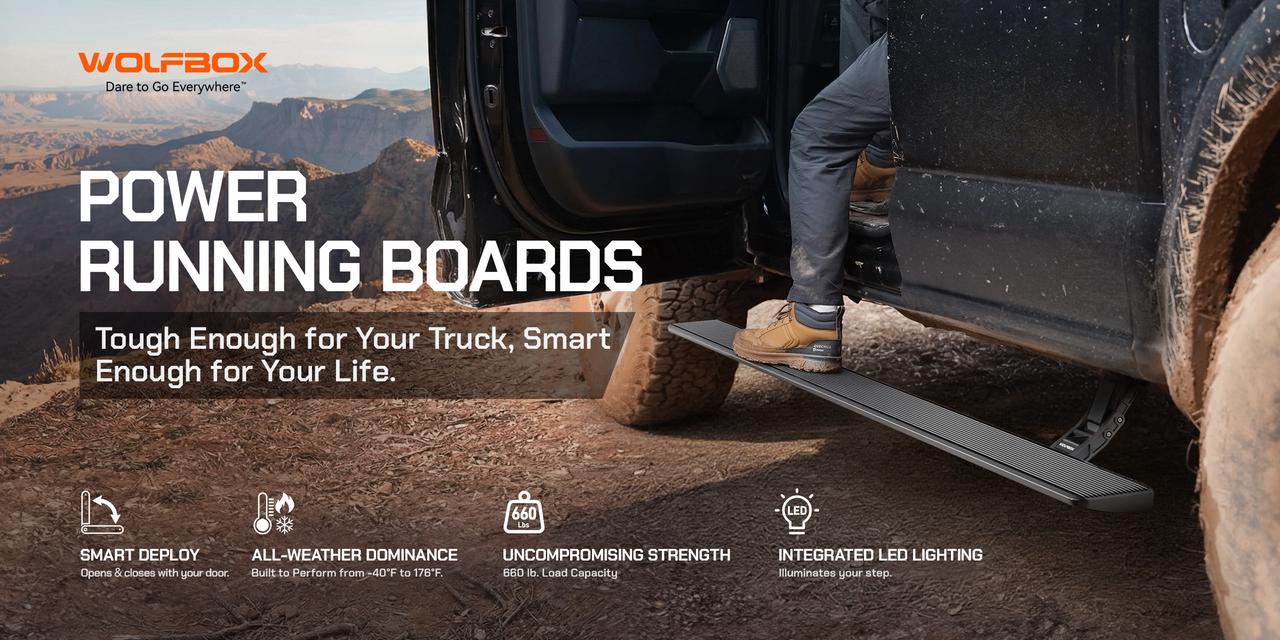 [Available] Wolfbox Power Running Boards! Hardcore Steps!