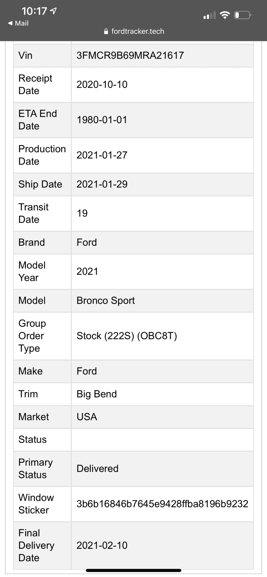 Ford Bronco Sport So any tracking info? 6D24C6BD-C2B3-4BFF-A8F5-51A88A0BDE58