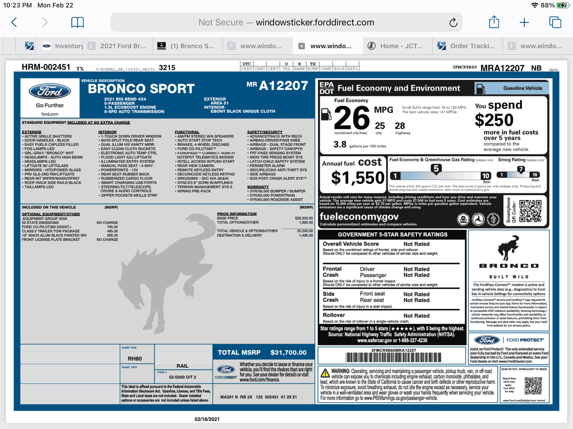 Ford Bronco Sport Window Sticker Dates 3DC6220B-8FFA-48CD-81E2-41E585548B85