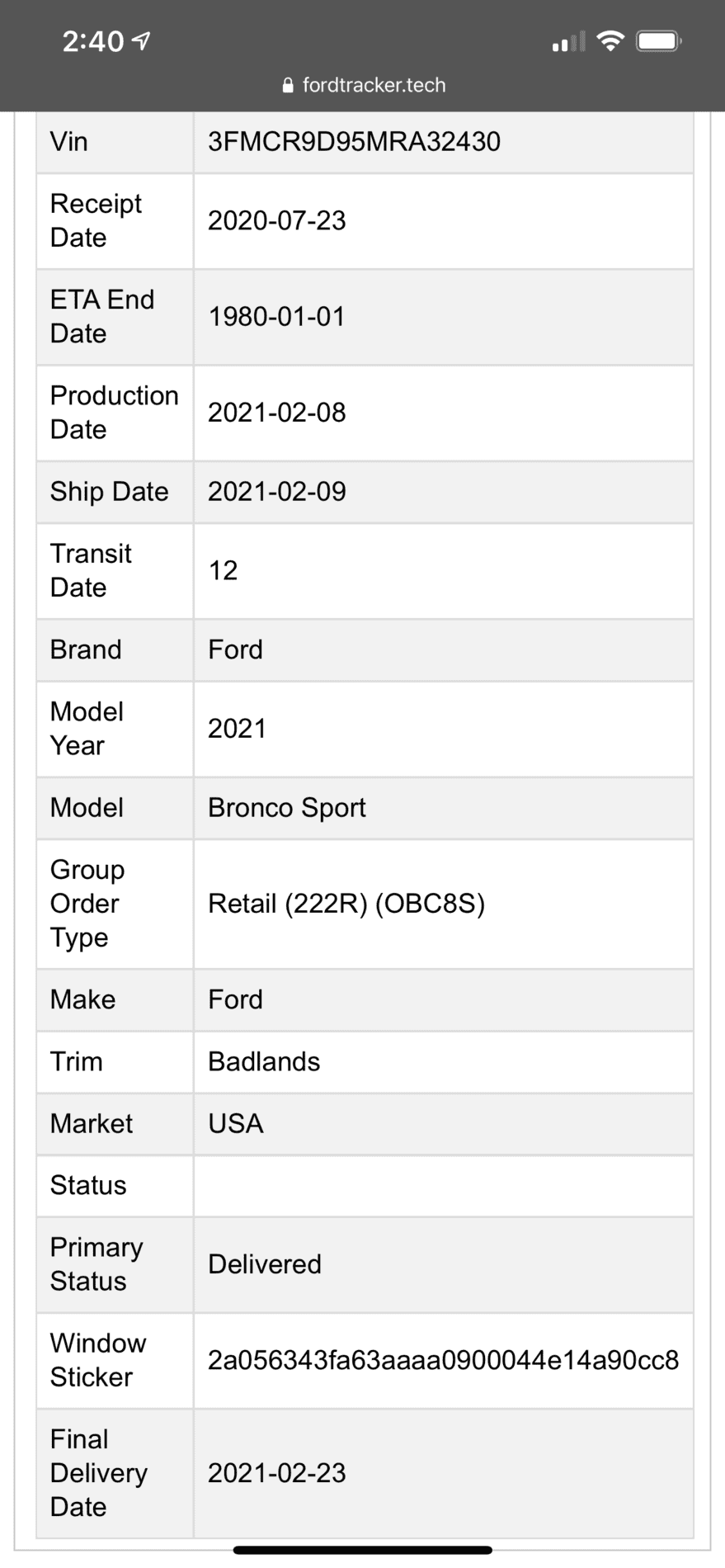 Ford Bronco Sport So any tracking info? 562705F8-0DDE-41FF-8F89-3BB21696C1A9