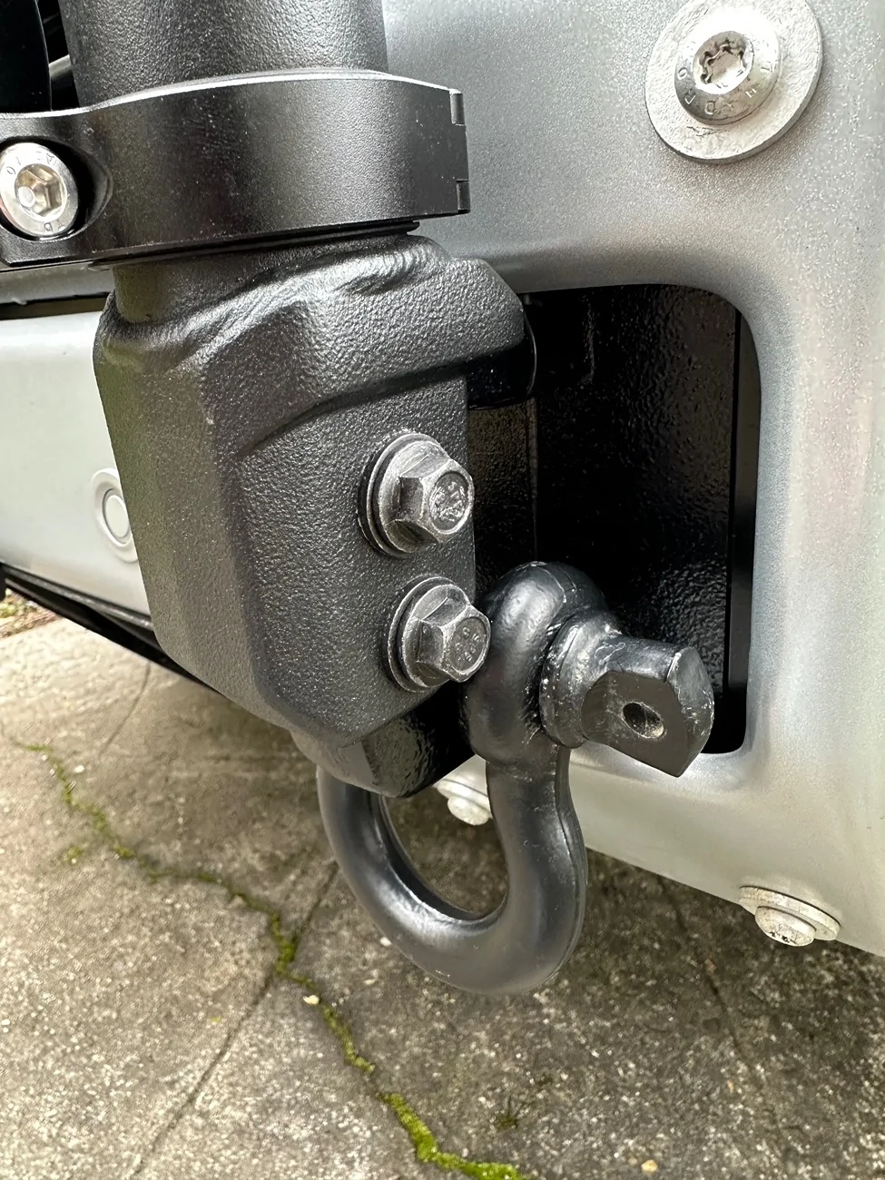 Ford Bronco Sport OEM brush guard bolts interfere with recovery points IMG_2300