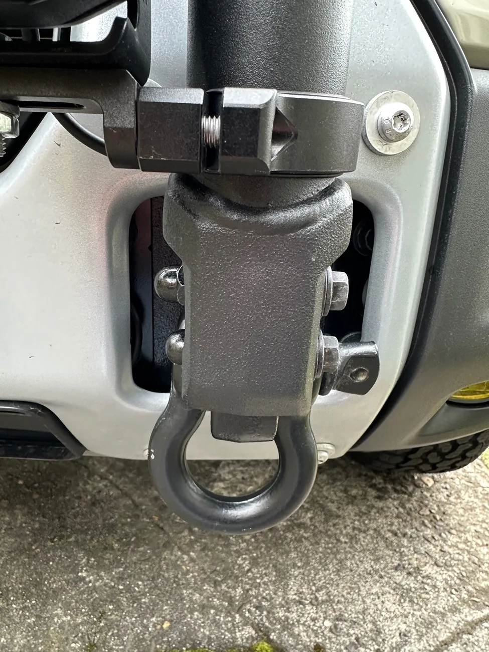 Ford Bronco Sport OEM brush guard bolts interfere with recovery points IMG_2301