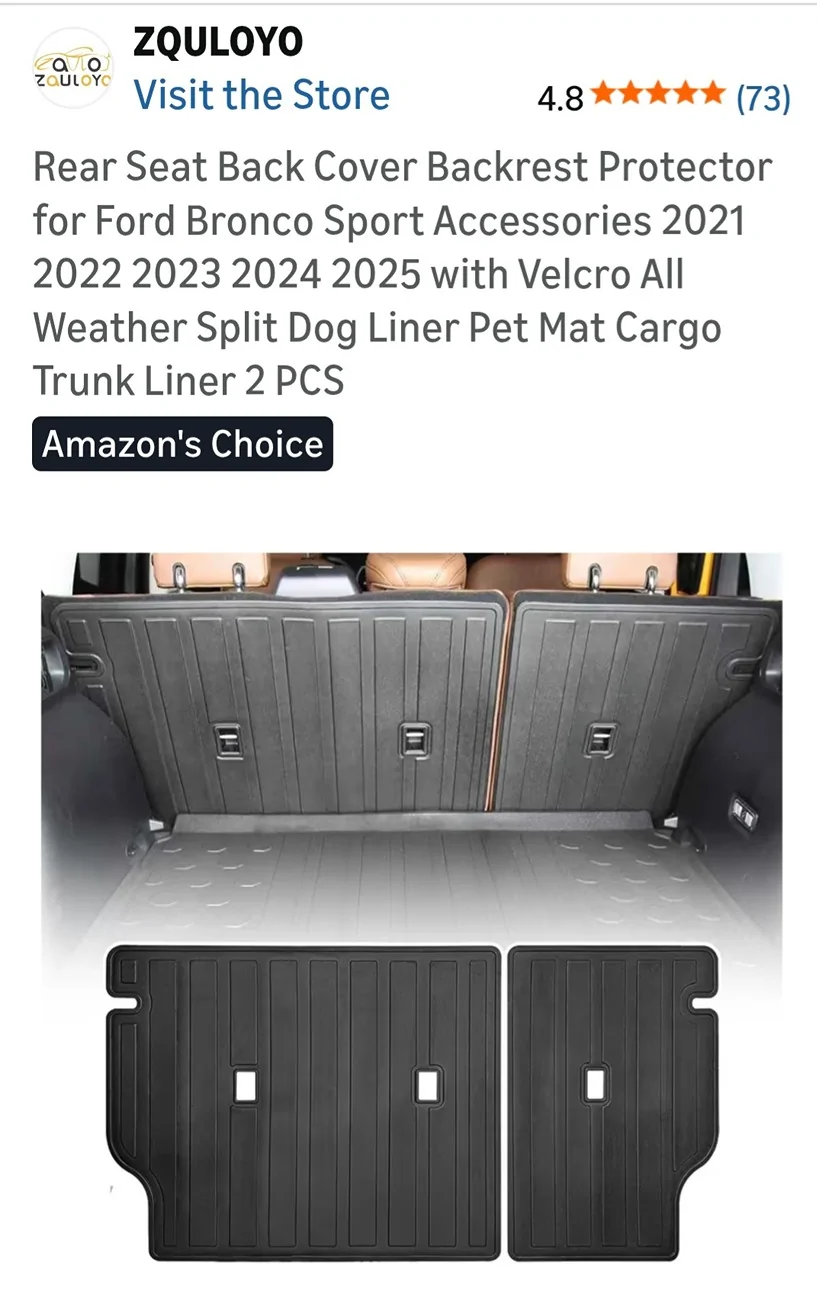 Ford Bronco Sport Rear Seat Cargo Area Protection Mats Screenshot_20260314_195407_Amazon Shopping
