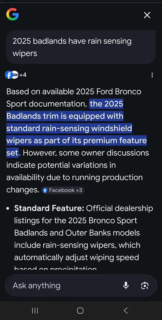 Ford Bronco Sport Add Auto-wipers?  "WORKED!" Screenshot_20260413_215855_Chrom