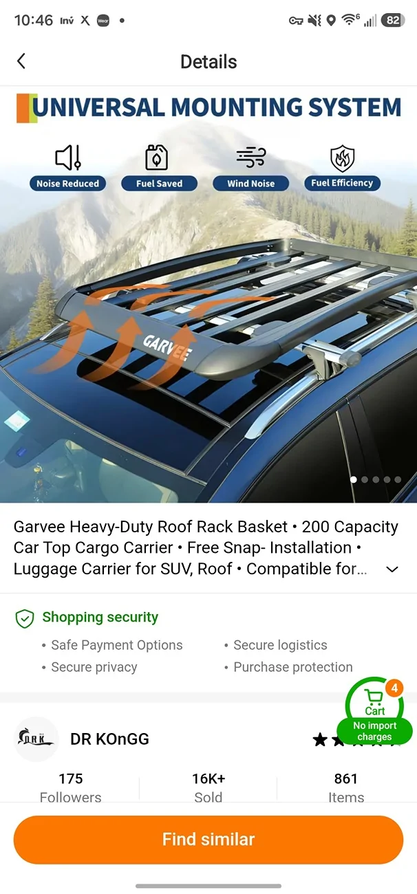Ford Bronco Sport Car Top Carrier with Side Rails only Screenshot_20260602_104626_Temu