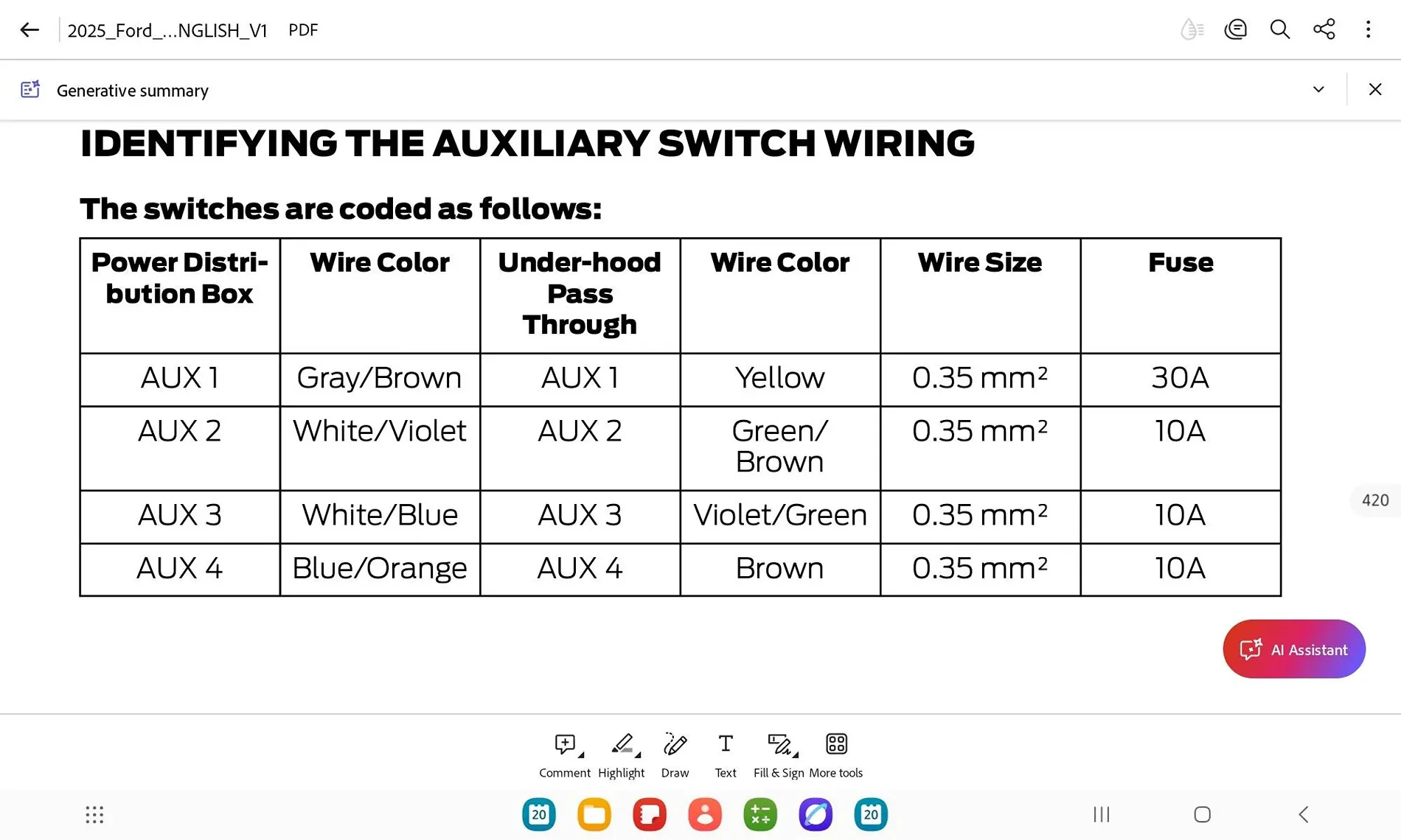 Ford Bronco Sport Auxillary Switch wiring Location 56311-d0d94e8a99ef508e98436db8e3a6d3af