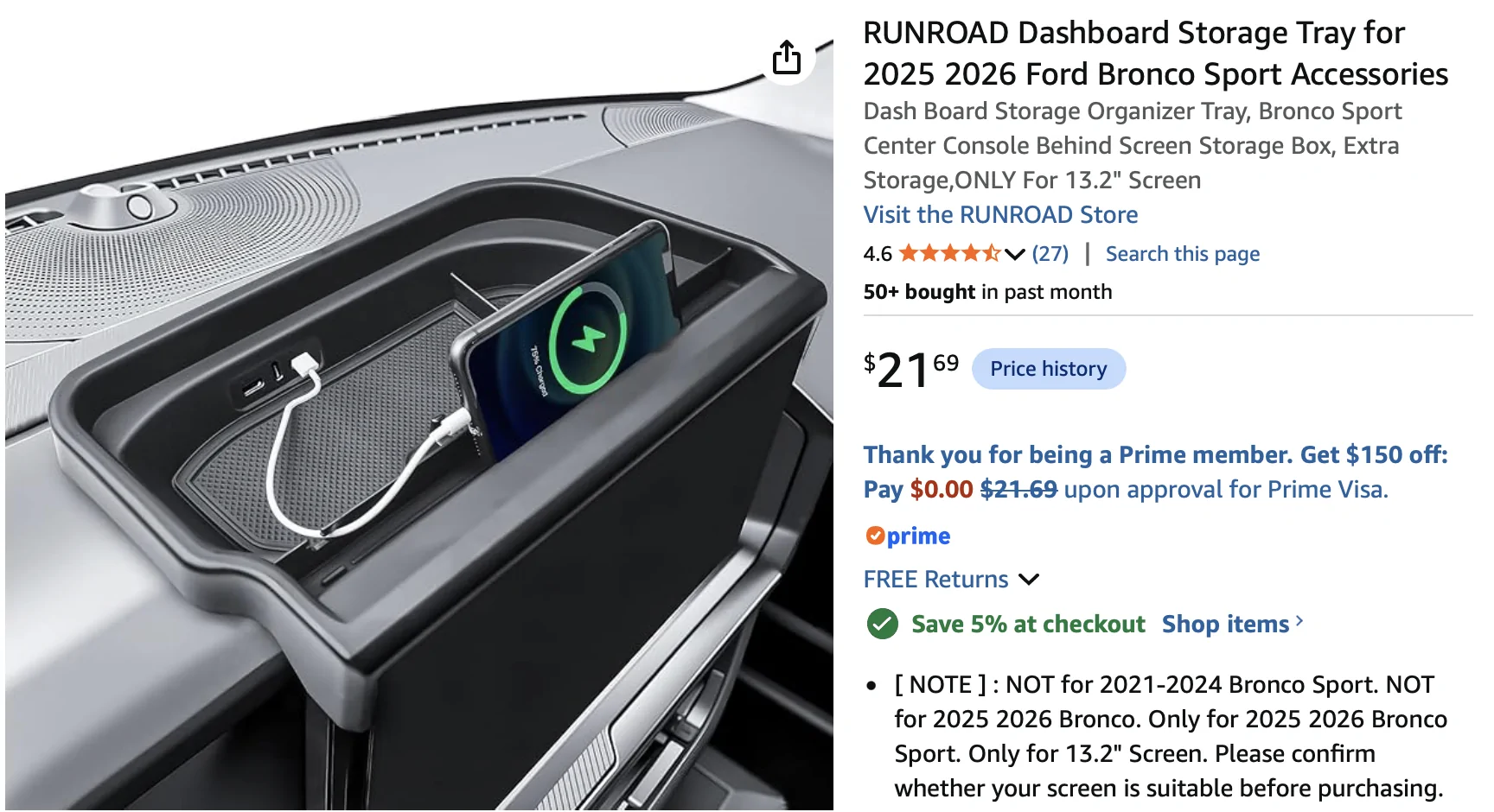 Ford Bronco Sport Ford dash tray box Screenshot 2026-08-28 at 8.03.36 AM
