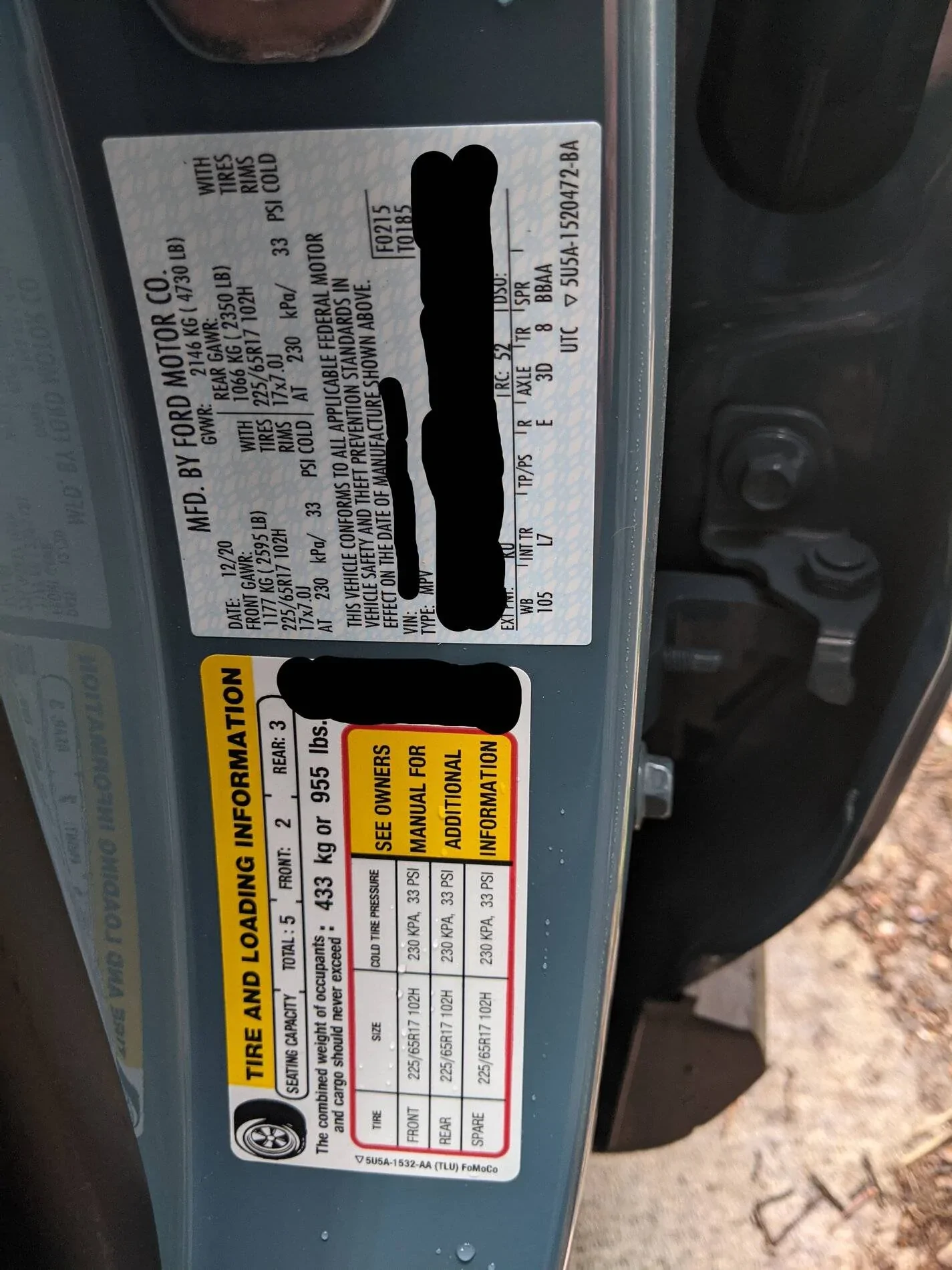 Ford Bronco Sport GAWR TAG - Badlands Sport PXL_20210414_191102783