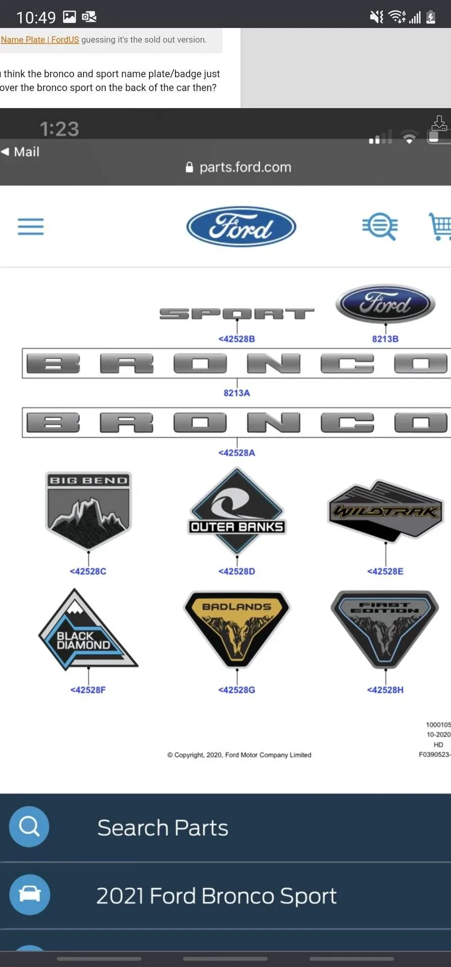 Ford Bronco Sport Vinyl letters overlay for the Front or back Screenshot_20210426-224914_Chrom
