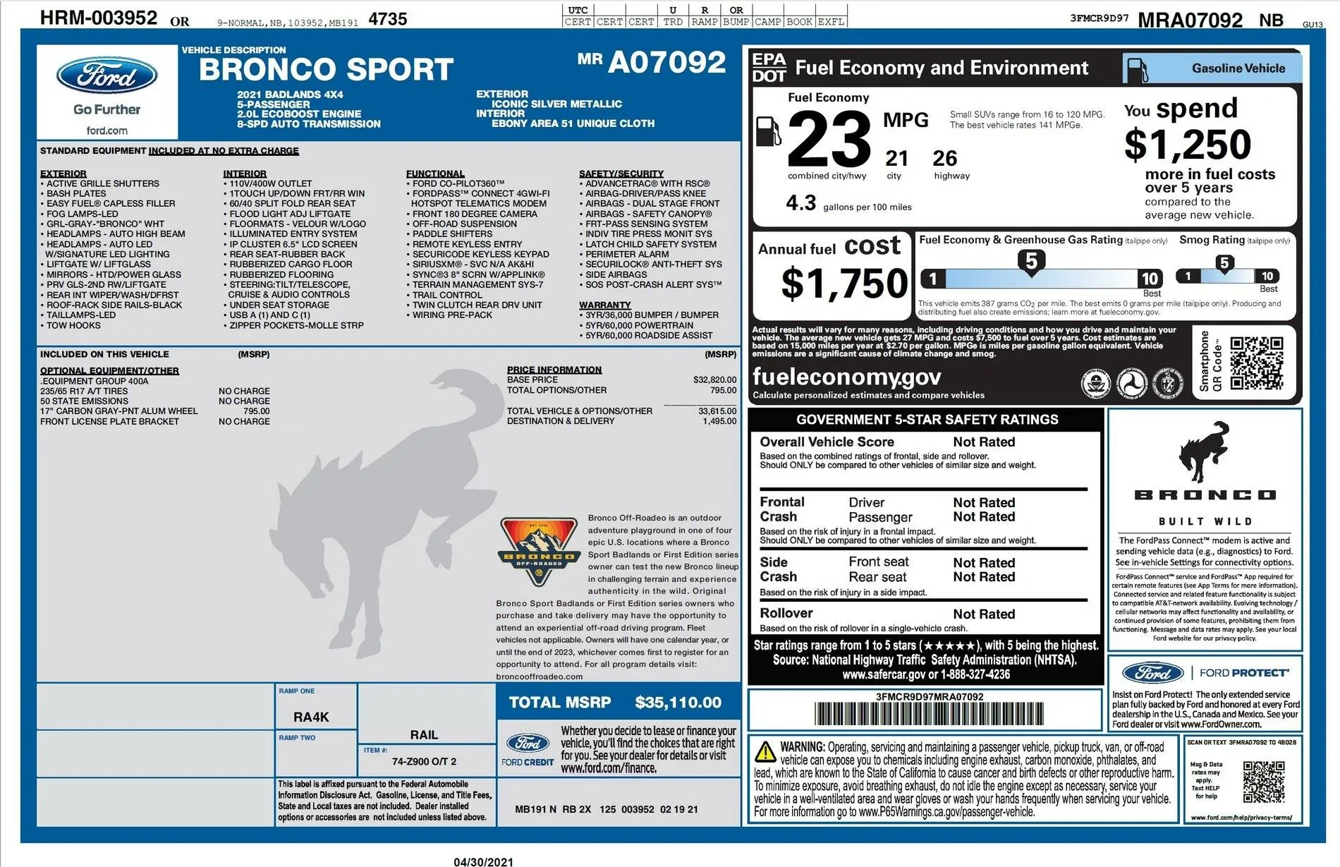 Ford Bronco Sport Intro + Badlands available in Central Oregon sticker-ts-s