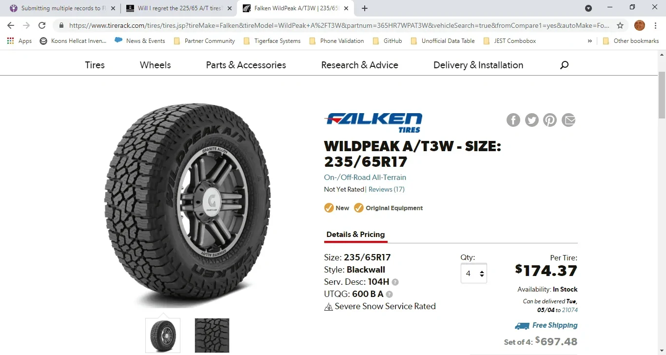 Ford Bronco Sport Will I regret the 225/65 A/T tires? 1619957325898