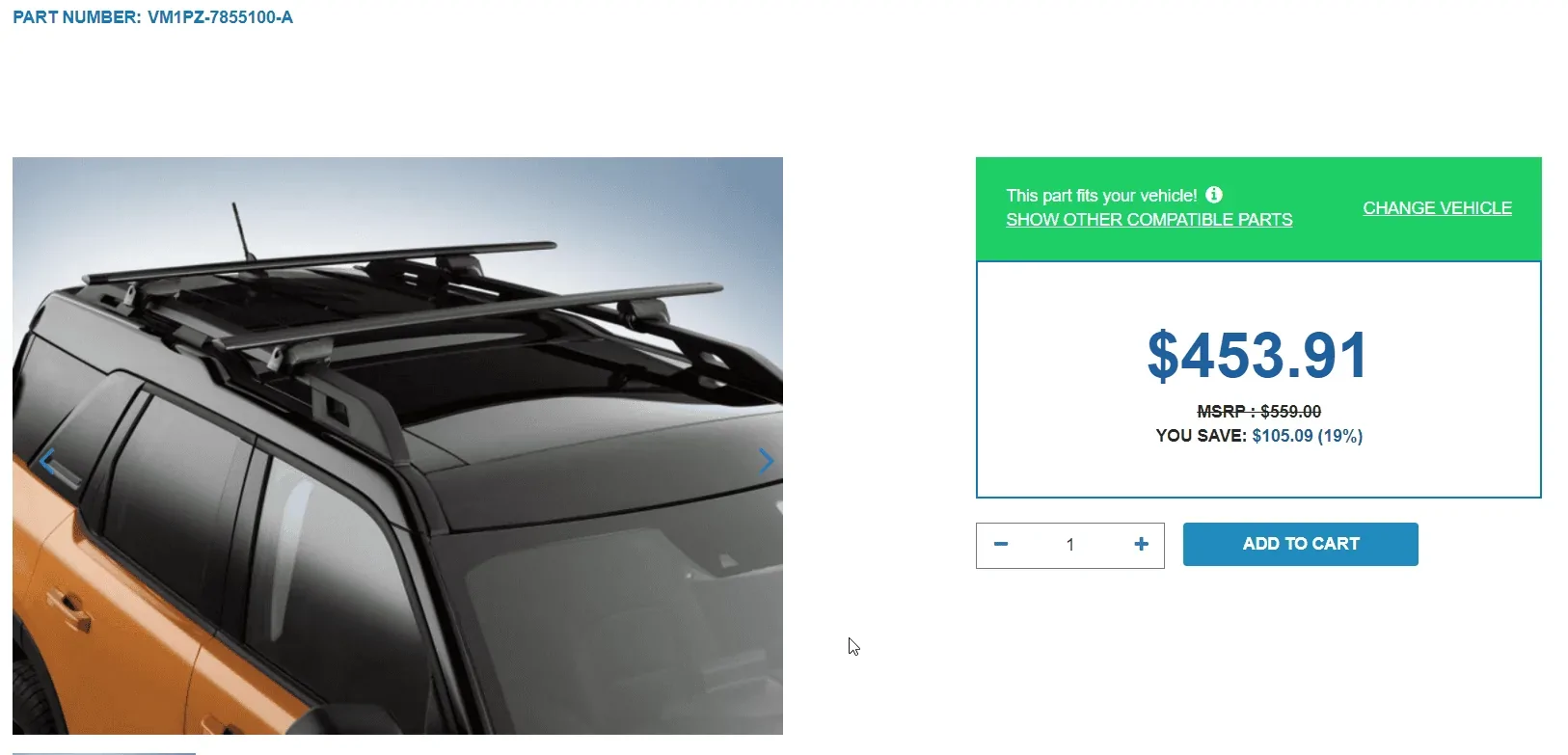 Ford Bronco Sport 2021 FORD BRONCO SPORT GENUINE FORD CROSSBAR KIT YAKIMA 1620486582349