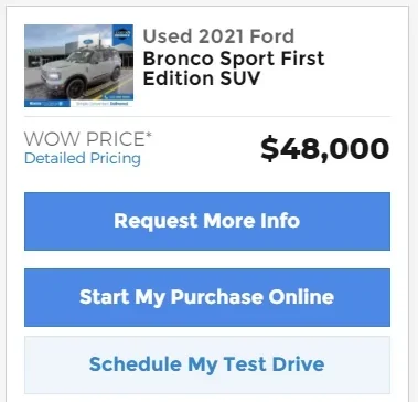 Ford Bronco Sport 33k for Base models First Edition Pric