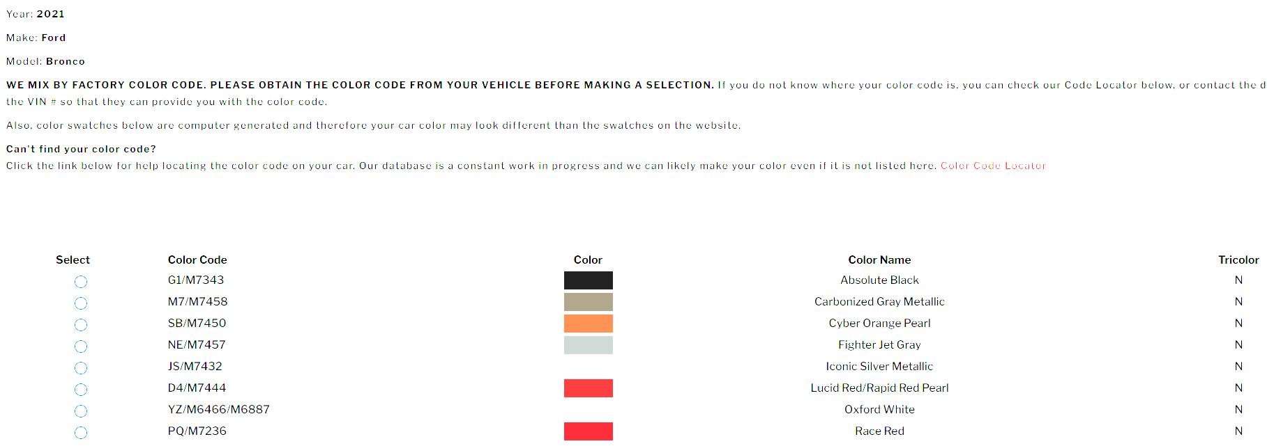 Ford Bronco Sport Color code for black roof? 1621621489812